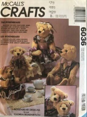 McCall's 6036 Jointed Bear Family Dolls with Clothes: The Rosenbears